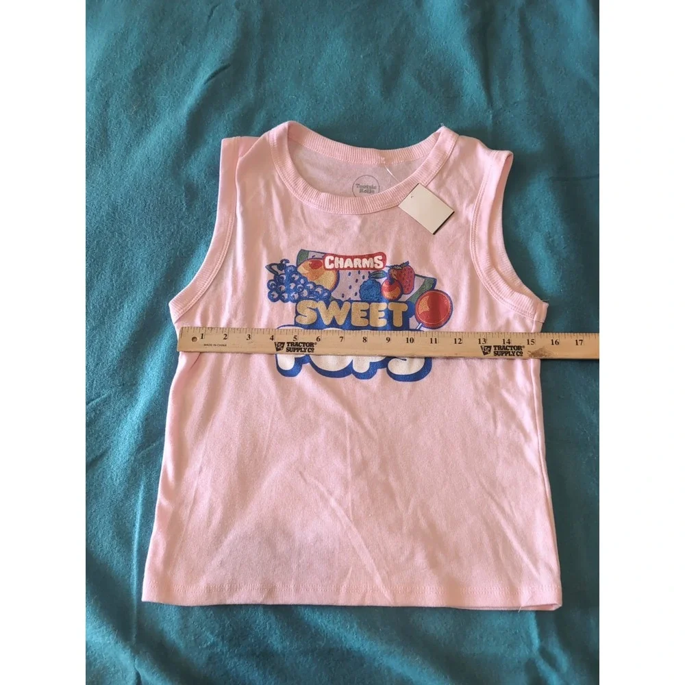 Charms Blow Pop Sweet Pops Pink Ringer Tee Shirt Jr Youth L Gum Candy 90s Retro
